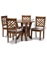 Elise Modern and Contemporary Fabric Upholstered 5 Piece Dining Set