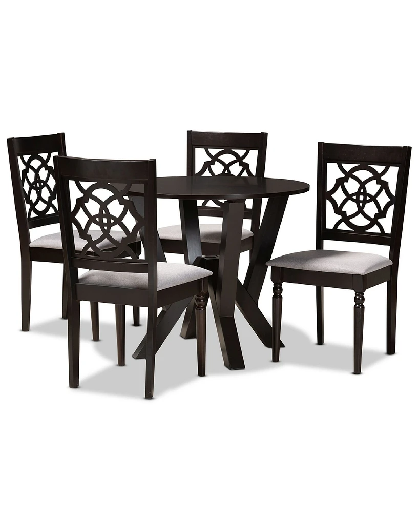 Alma Modern and Contemporary Fabric Upholstered 5 Piece Dining Set