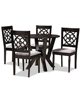 Alma Modern and Contemporary Fabric Upholstered 5 Piece Dining Set