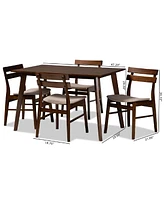 Eleri Mid-Century Modern Transitional Fabric Upholstered 5 Piece Dining Set