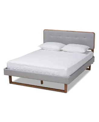 Sofia Mid-Century Modern Fabric Upholstered Queen Size Platform Bed