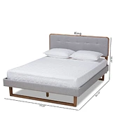 Sofia Mid-Century Modern Fabric Upholstered Queen Size Platform Bed