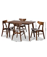 Lois Mid-Century Modern Transitional Fabric Upholstered 5 Piece Dining Set