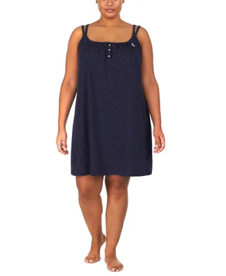 Lauren Ralph Plus Cotton Knit Double-Strap Nightgown