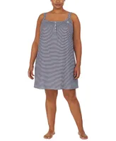 Lauren Ralph Plus Cotton Knit Double-Strap Nightgown