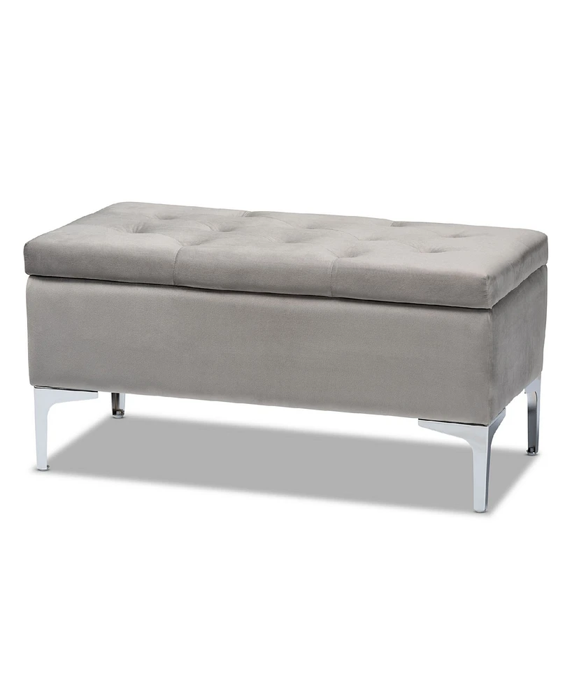 Mabel Modern and Contemporary Transitional Velvet Fabric Upholstered Storage Ottoman