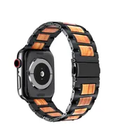 Men's and Women's Black Stainless Steel Wood for Apple Watch 42mm