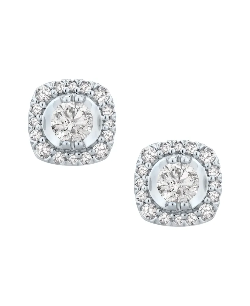 Diamond Halo Stud Earrings (1 ct. t.w.) in 14k White Gold