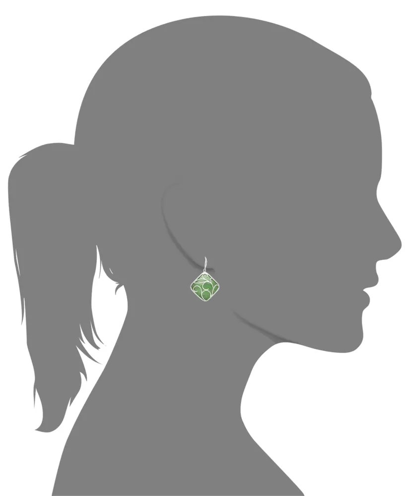 Dyed Jade Swirl Overlay Earrings in Sterling Silver