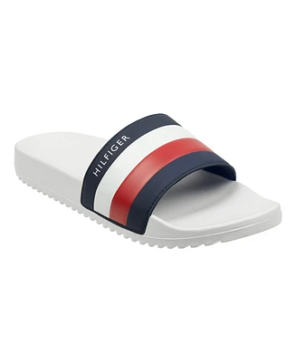 Tommy Hilfiger Men's Rozi Global Stripe Branding Pool Slide Sandals