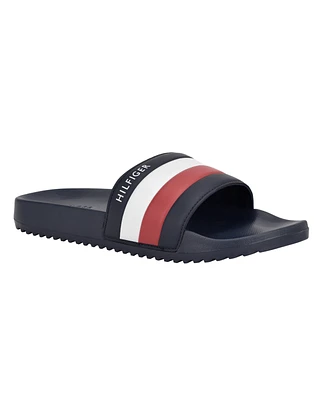 Tommy Hilfiger Men's Rozi Global Stripe Branding Pool Slide Sandals