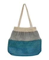 La Regale Summer Macrame Beaded Stipe Tote