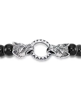 Andrew Charles by Andy Hilfiger Men's Tiger's Eye Bead Wolf Head Stretch Bracelet Stainless Steel (Also Onyx & White Agate)