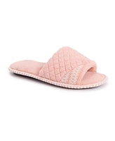 Muk Luks Women's Sally Open Toe Scuff Slipper, Rose Gold