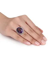 Amethyst (19-1/3 ct. t.w.) and Diamond (7/8 Double Halo Ring 14k Rose Gold