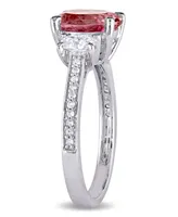 Pink Tourmaline (2 ct. t.w.) and Diamond (5/8 3-Stone Ring 14k White Gold