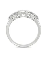 Moissanite Emerald Five Stone Band 2-9/10 ct. t.w. Diamond Equivalent 14k White Gold