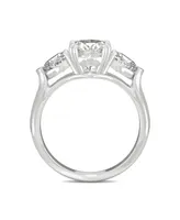 Moissanite Three Stone Engagement Ring 3 ct. t.w. Diamond Equivalent 14k White Gold