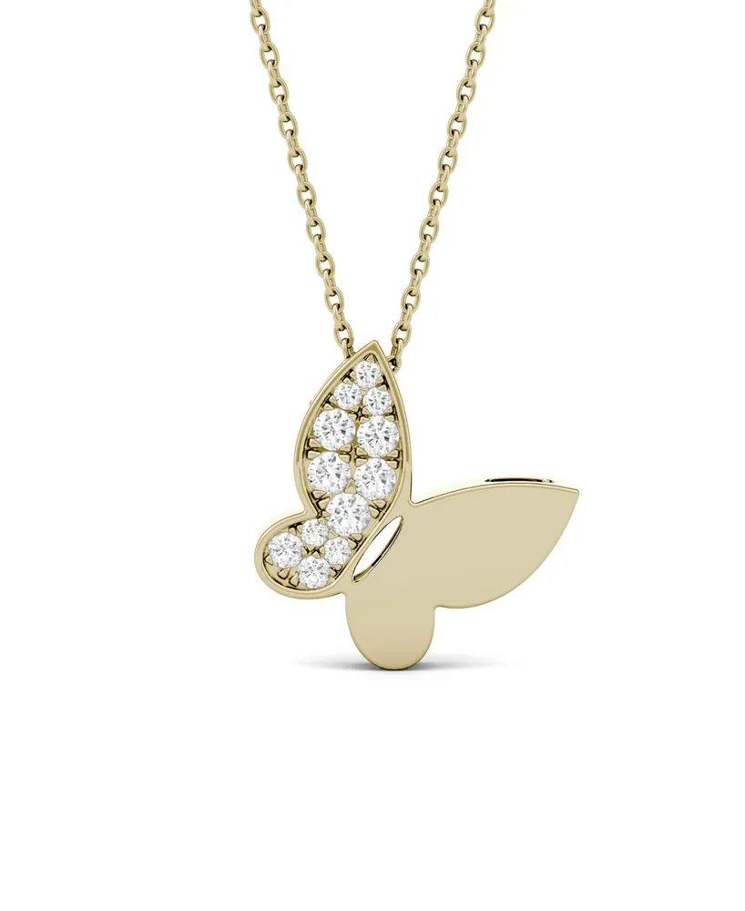Moissanite Butterfly Pendant 1/6 ct. t.w. Diamond Equivalent in 14k White or Yellow Gold