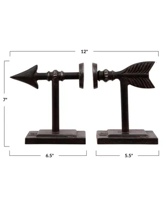 Decorative Cast Metal Arrow Bookends, Bronze, Set of 2