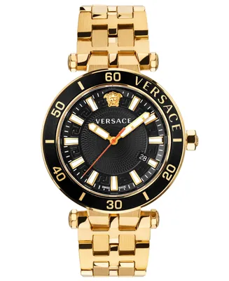 Versace Men's Swiss Greca Sport Gold-Tone Stainless Steel Bracelet Watch 43mm