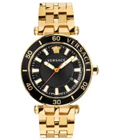 Versace Men's Swiss Greca Sport Gold-Tone Stainless Steel Bracelet Watch 43mm