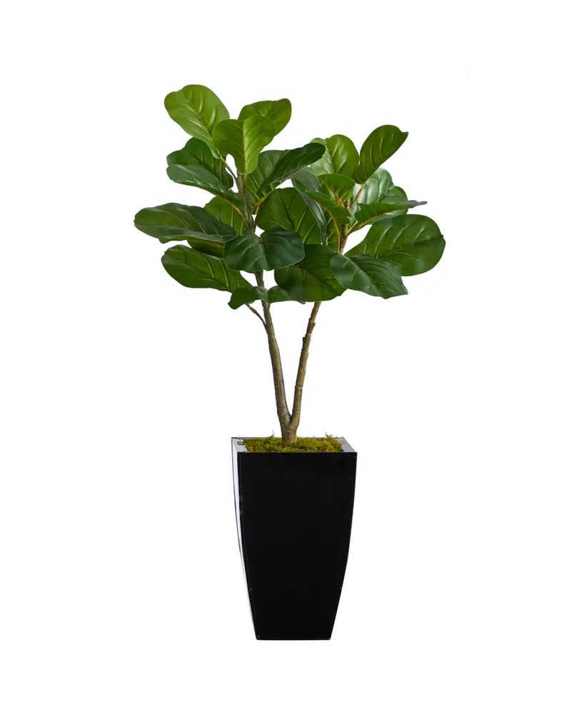 3' Fiddle Leaf Fig Artificial Tree in Metal Planter