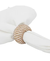 Saro Lifestyle Rattan Napkin Rings with Woven Design, Set of 4, 2.4" x 2.4"