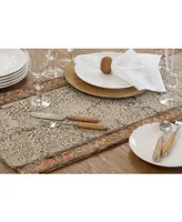Saro Lifestyle Cotton Table Runner with Block Print Embroidered Design, 72" x 16"
