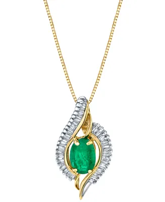 Emerald (3/4 ct. t.w.) & Diamond (3/8 ct. t.w.) 18" Pendant Necklace in 14k Gold