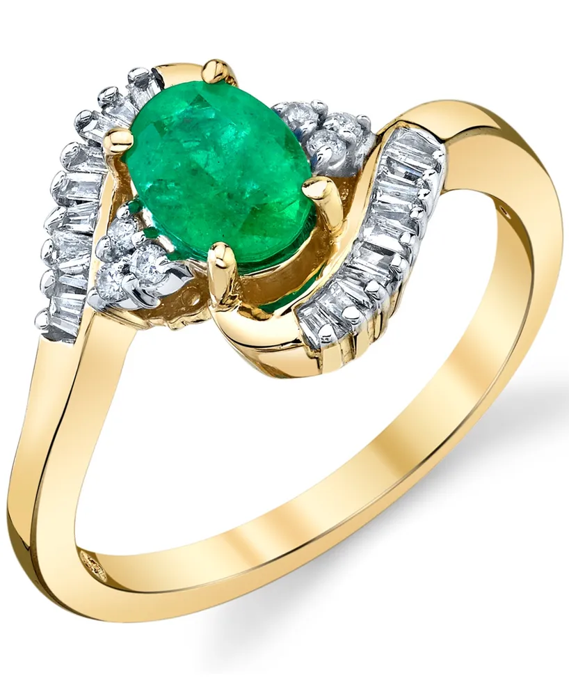 Emerald (3/4 ct. t.w.) & Diamond (1/5 ct. t.w.) Swirl Ring in 10k Gold