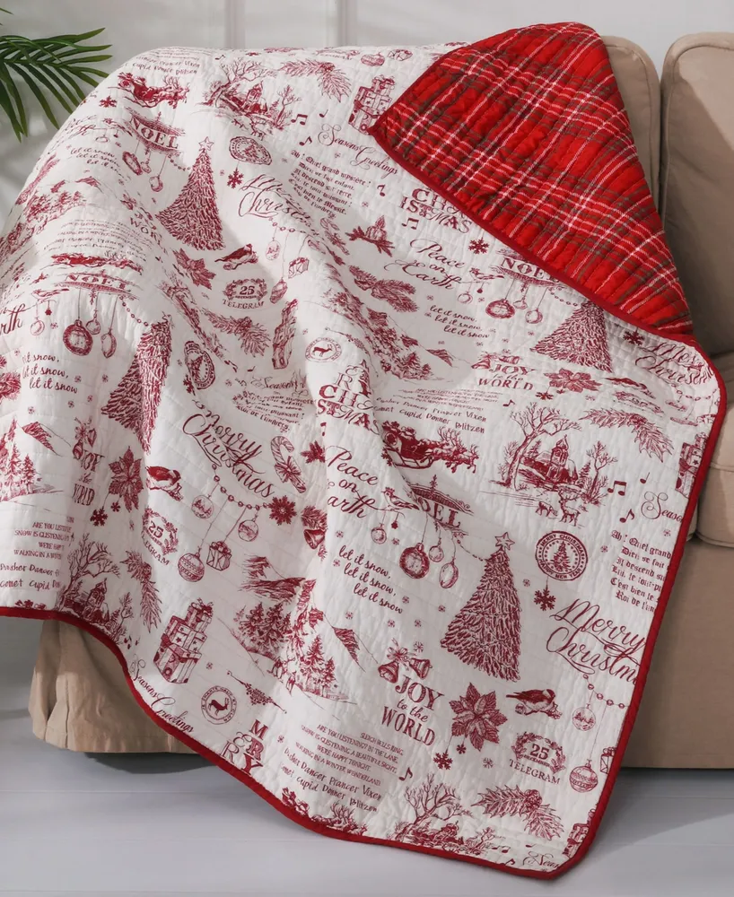 Levtex Yuletide Toile Reversible Quilted Throw, 50" x 60"