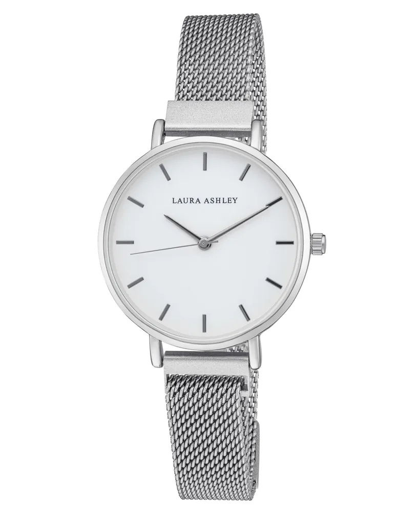 Laura Ashley Women's Silver-Tone Alloy Sleek Magnet Bracelet Watch 33mm - Sliver