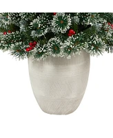 Frosted Swiss Pine Artificial Christmas Tree with 100 Lights and 195 Bendable Branches