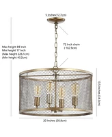 Pen 4-Light Adjustable Industrial Mesh Led Chandelier