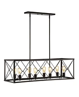 Galax 8-Light Adjustable Iron Farmhouse Industrial Led Dimmable Pendant