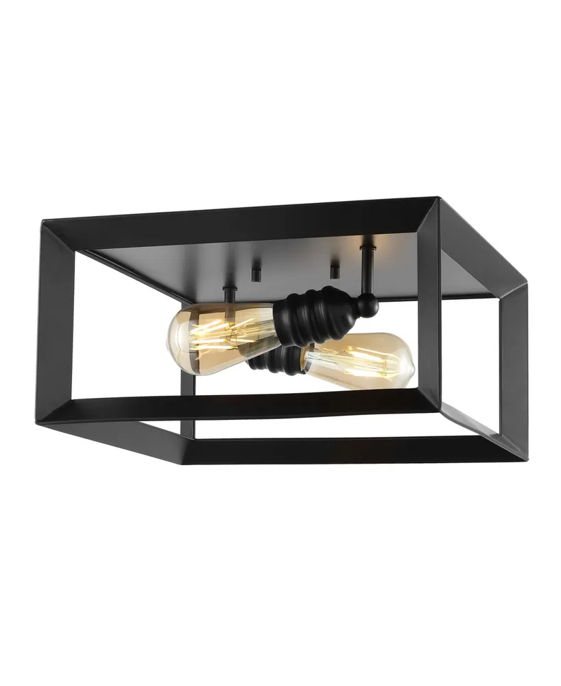 Marfa Square 2-Light Iron Modern Farmhouse Led Flush Mount