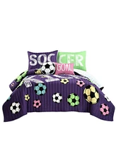 Lush Decor Girls Soccer Kick Piece Quilt Set for Kids