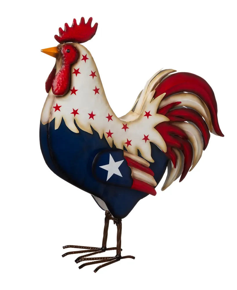 Glitzhome Patriotic Rooster Porch Decor