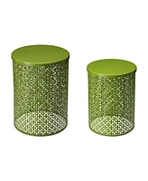 Glitzhome Multi-Functional Metal Garden Stool or Plant Stand Accent Table, Set of 2