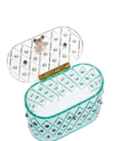 Milanblocks 1950 Retro Style "Spearmint Ice" Crystal Lucite Box Clutch Bag