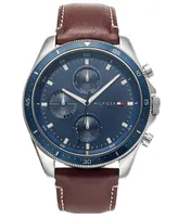 Tommy Hilfiger Men's Chronograph Brown Leather Strap Watch 44mm