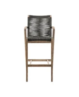 Brielle Outdoor Eucalyptus Wood and Rope Counter and Bar Height Stool