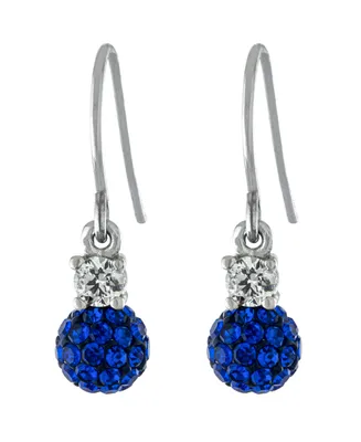 6mm Pave Crystal Ball Drop Wire Earrings Sterling Silver