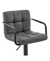 Laurant Adjustable Faux Leather Swivel Bar Stool