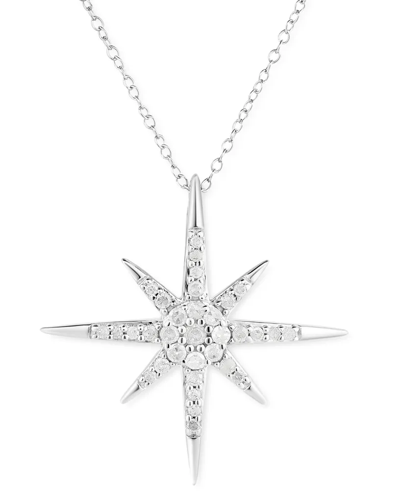Diamond Star 18" Pendant Necklace (1/5 ct. t.w.) in Sterling Silver