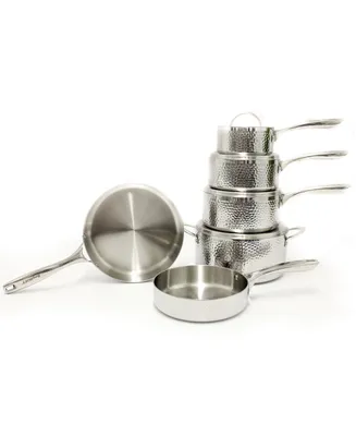 Hammered 10 Piece 3-Ply Stainless Steel Cookware Set