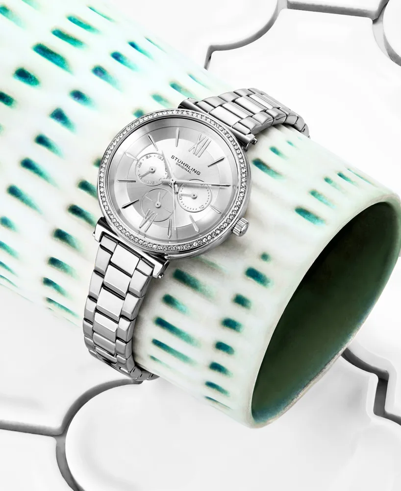 Women's Silver-Tone Link Bracelet Multi-Function Watch 40mm