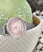 Women's Quartz Silver-Tone Mesh Strap Watch 34mm