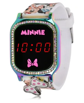 Minnie Mouse Kid's Touch Screen White Silicone Strap Led Watch, with Hanging Charm 36mm x 33 mm